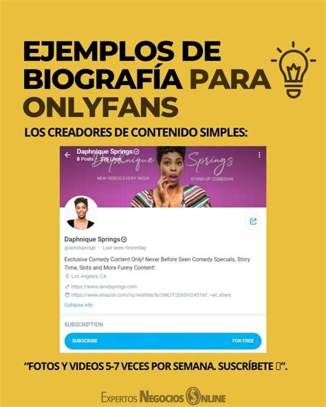 biografia para onlyfans ejemplos|10 ideas para biografías de OnlyFans para conseguir más。